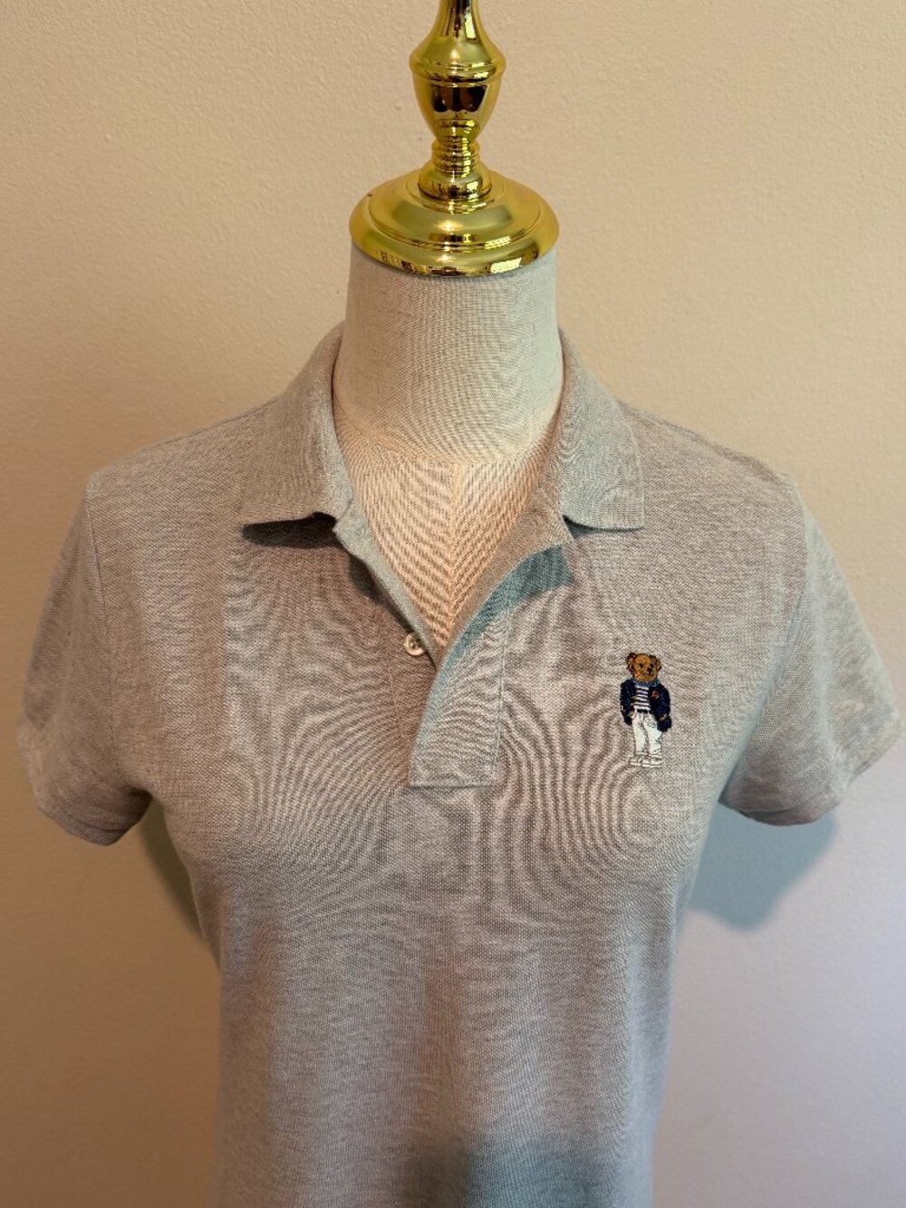 Polo Ralph Lauren Gray Polo Bear Mesh Mini Dress Size S Preppy Classic - Picture 4 of 8